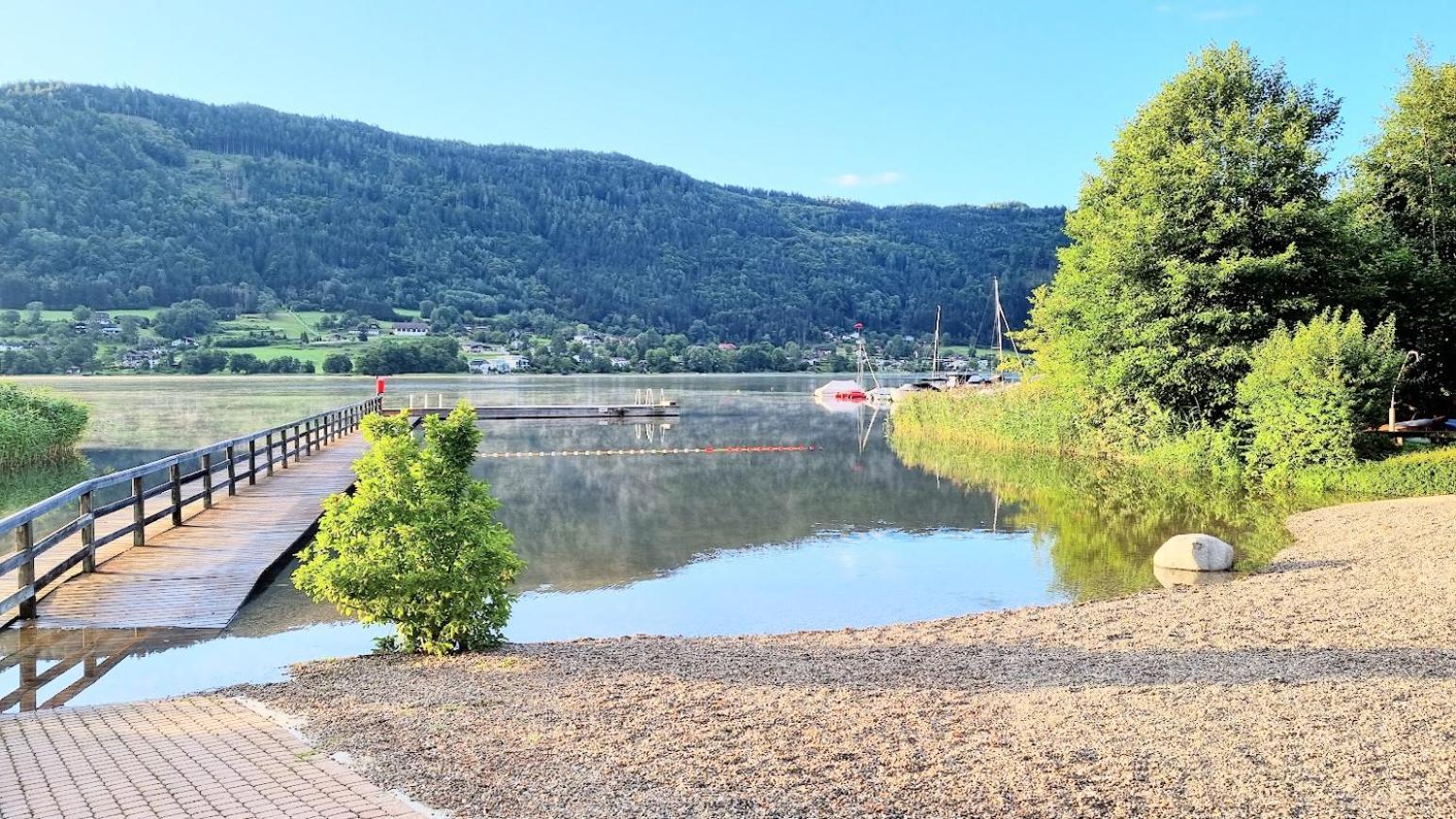 Kaernten Ossiacher See Apartment Zwei Zimmer Ferienwohnung Direkter Seezugang Strand Beheizte Schwimmhalle โบเดนสดอร์ฟ ภายนอก รูปภาพ